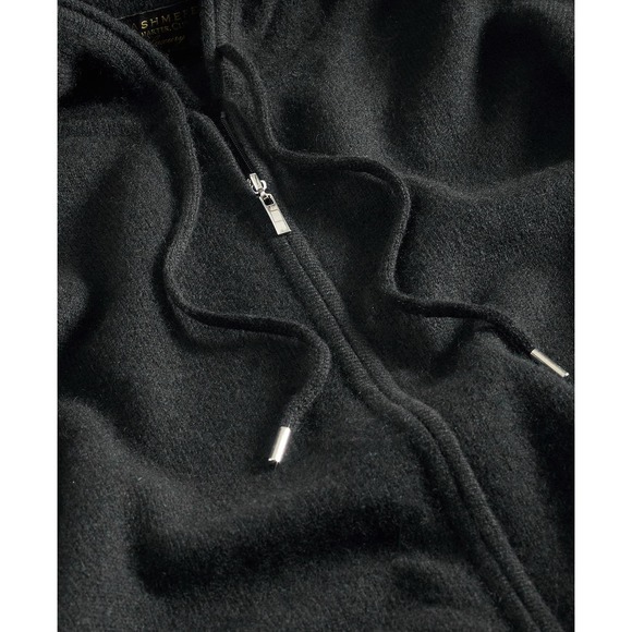 SOLD //Charter Club Women's 100% Cashmere Zip Hoodie Black NWT $189 Size X-Small - Picture 2 of 11